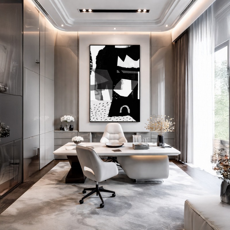 Quadro Canvas Abstrato Preto e Branco