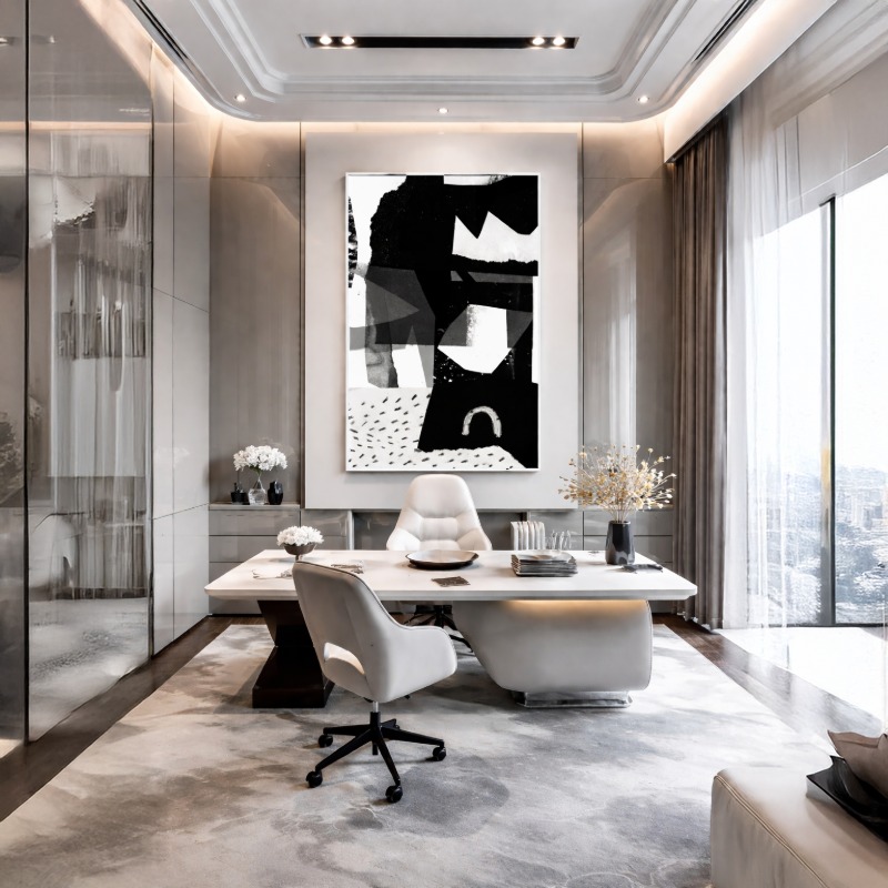 Quadro Canvas Abstrato Preto e Branco