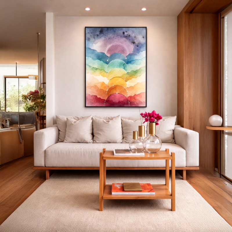 Quadro Canvas Abstrato Sete Chakras do Corpo Humano