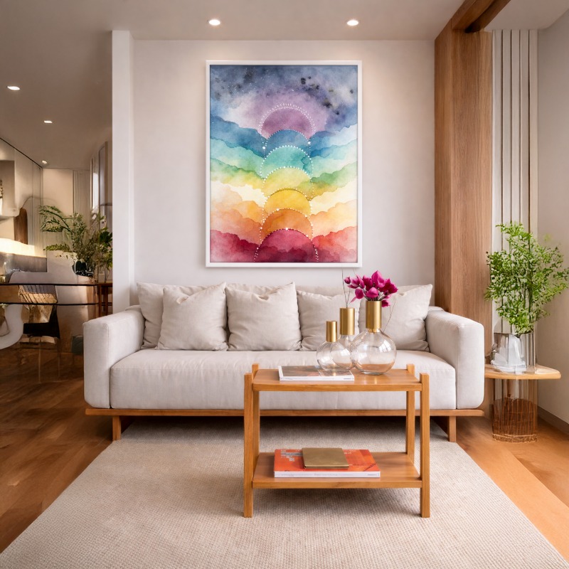 Quadro Canvas Abstrato Sete Chakras do Corpo Humano