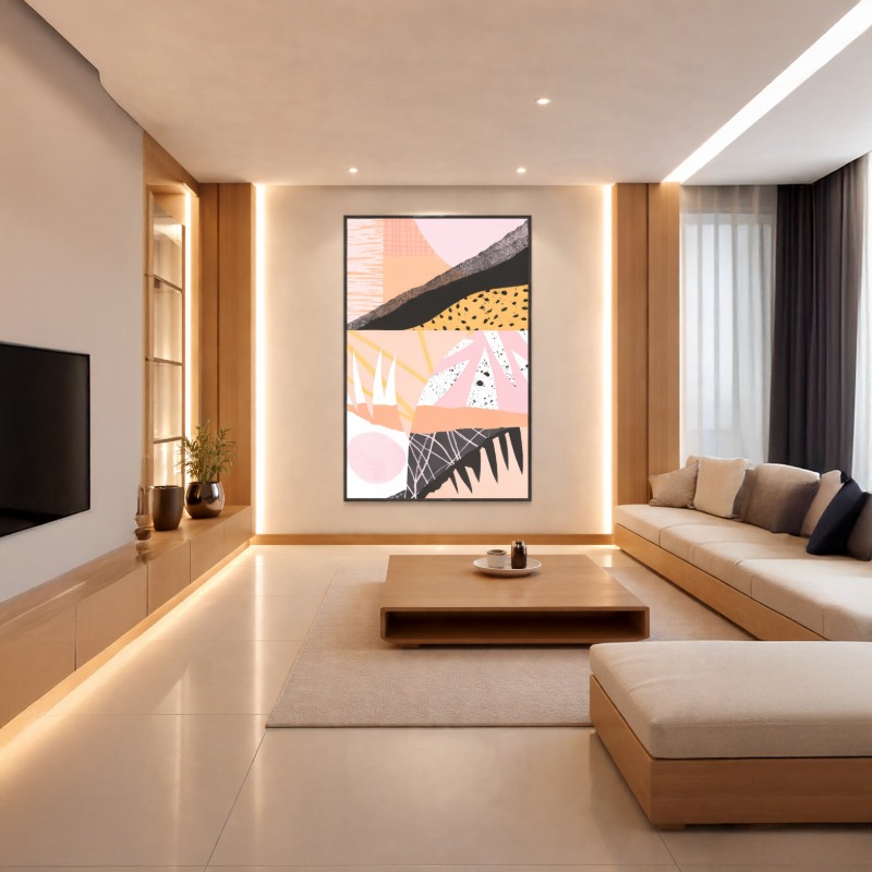 Quadro Canvas Abstrato Terracota Rosé Moderno