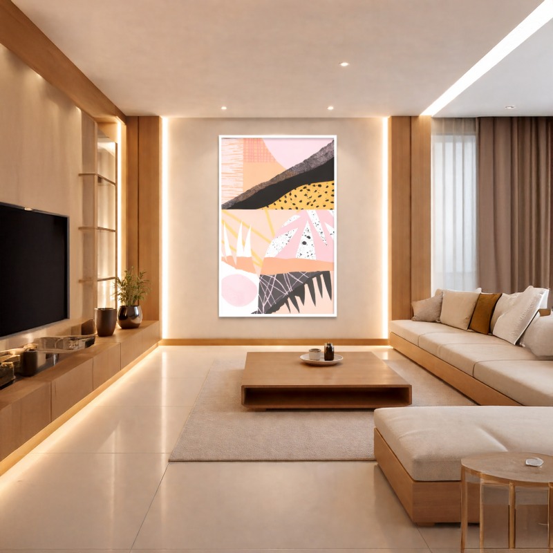 Quadro Canvas Abstrato Terracota Rosé Moderno