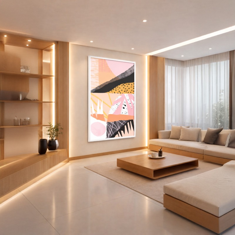 Quadro Canvas Abstrato Terracota Rosé Moderno