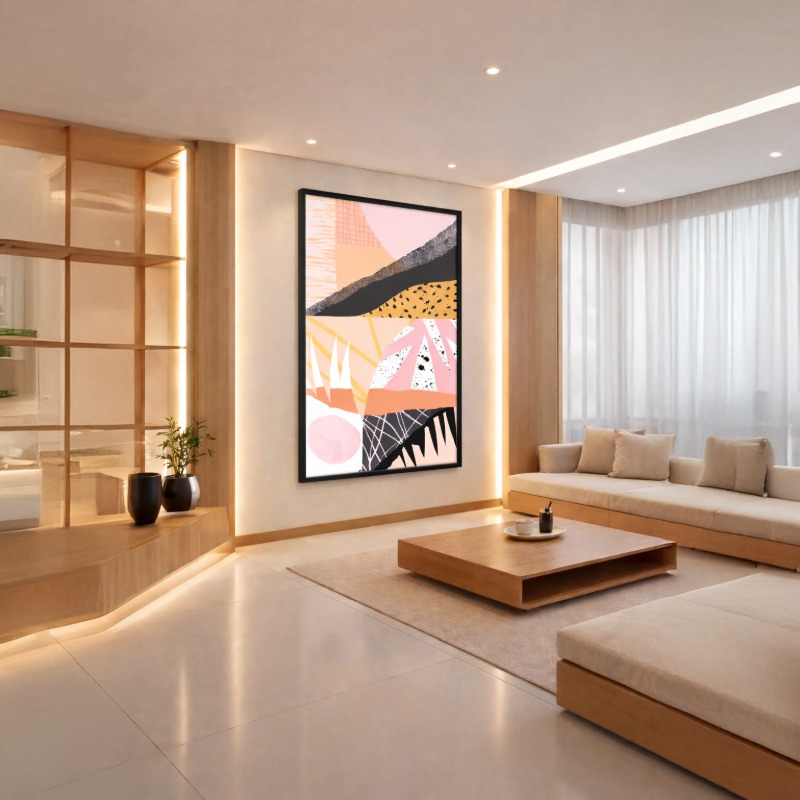 Quadro Canvas Abstrato Terracota Rosé Moderno