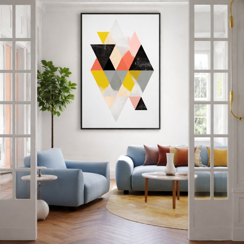 Quadro Canvas Abstrato Triangular