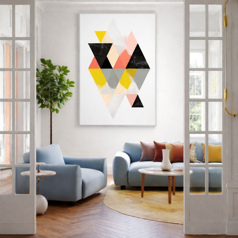 Quadro Canvas Abstrato Triangular