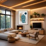 Quadro Canvas Blue Leaf Drawings