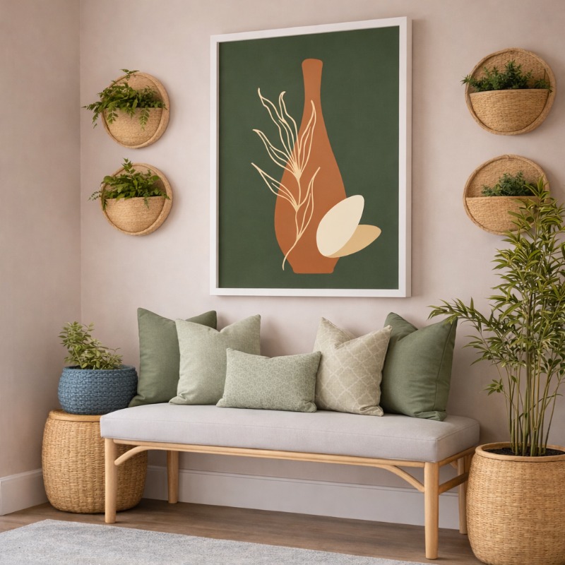 Quadro Canvas Boho Verde Musgo