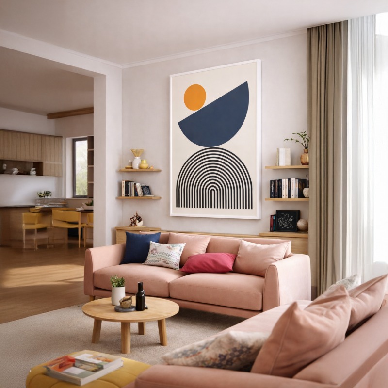 Quadro Canvas Círculos Espirais Cores Azul