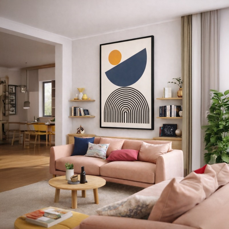 Quadro Canvas Círculos Espirais Cores Azul