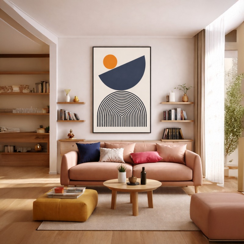 Quadro Canvas Círculos Espirais Cores Azul