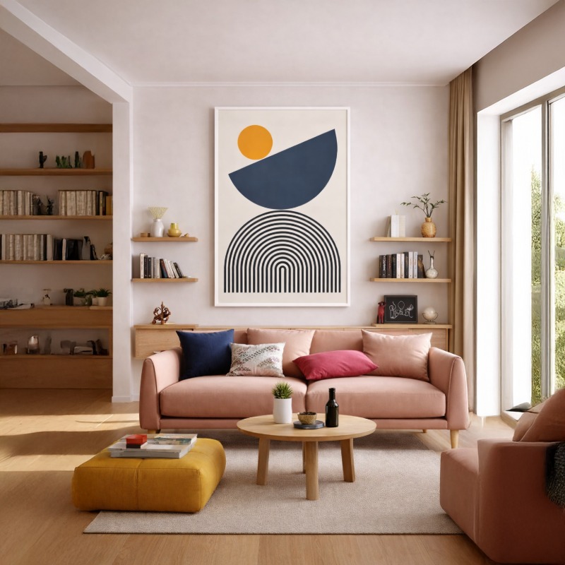 Quadro Canvas Círculos Espirais Cores Azul