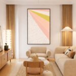 Quadro Canvas Diagonais Geométricas Abstratas Rosa Branco Preto