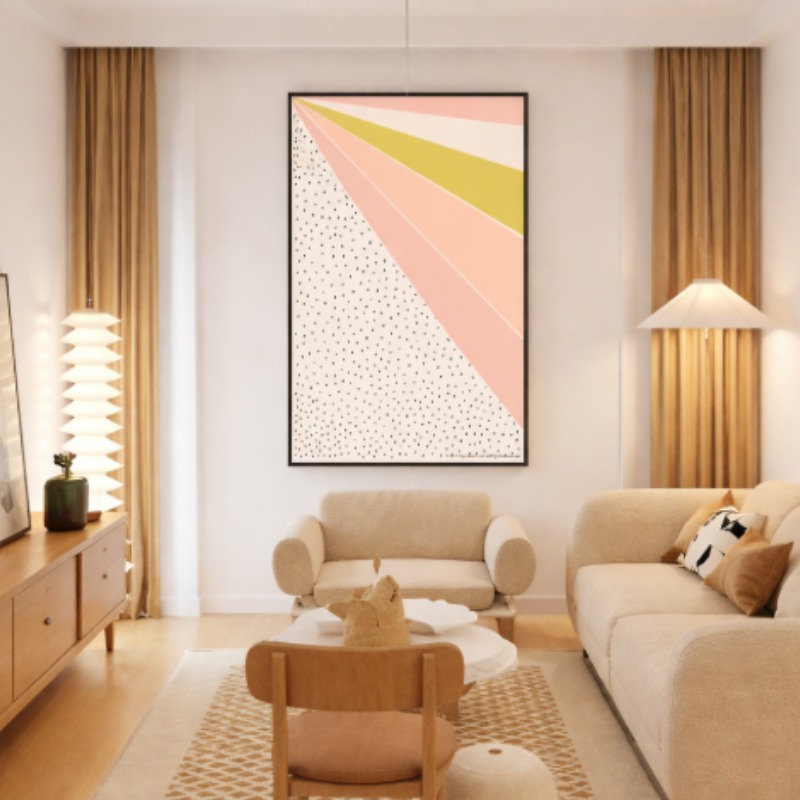 Quadro Canvas Diagonais Geométricas Abstratas Rosa Branco Preto