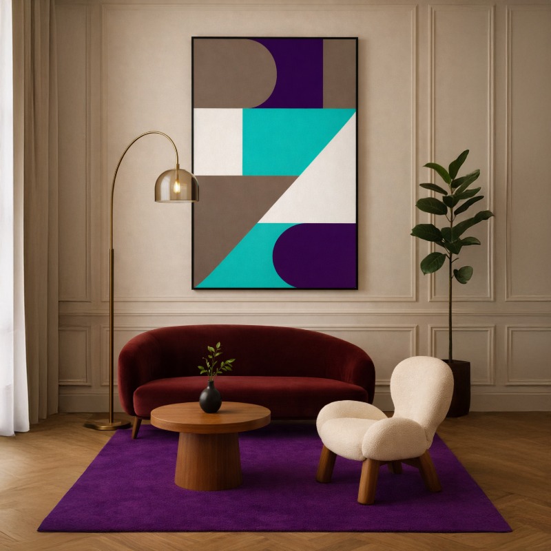 Quadro Canvas Formas Geométricas Azul e Cinza