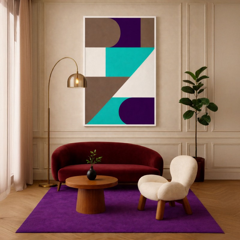 Quadro Canvas Formas Geométricas Azul e Cinza
