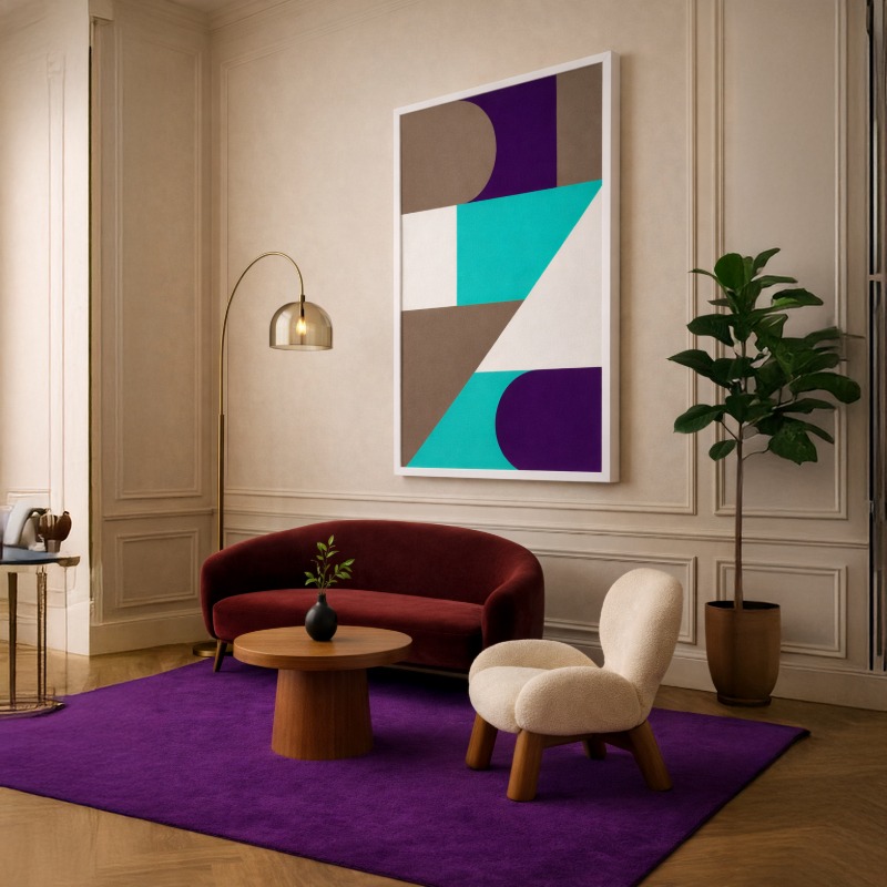 Quadro Canvas Formas Geométricas Azul e Cinza