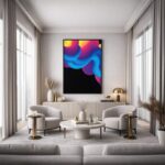 Quadro Canvas Ondas Neon