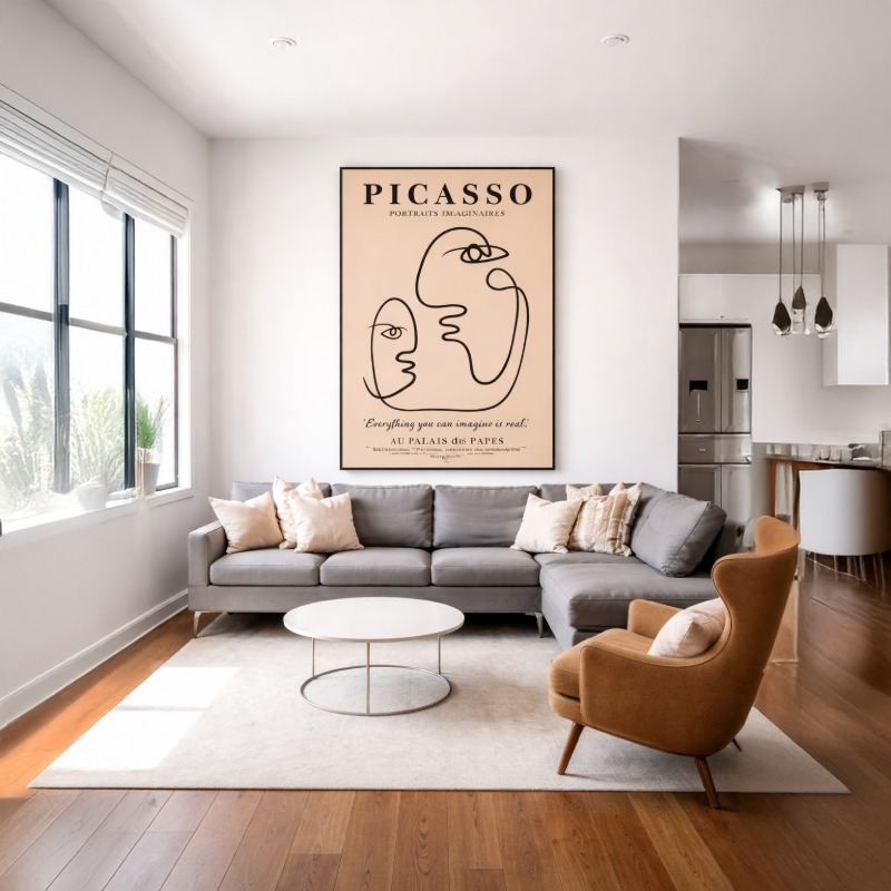 Quadro Canvas Pablo Picasso Abstract Kissing Couple Face