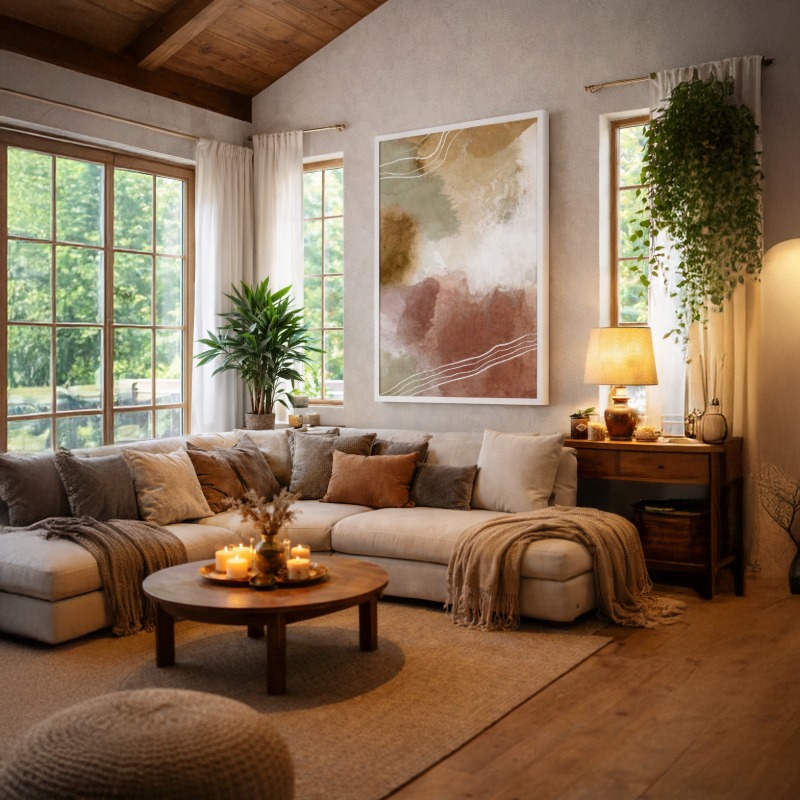Quadro Canvas Pincelada Bege