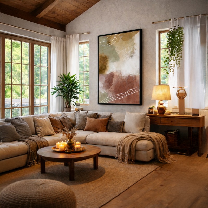 Quadro Canvas Pincelada Bege