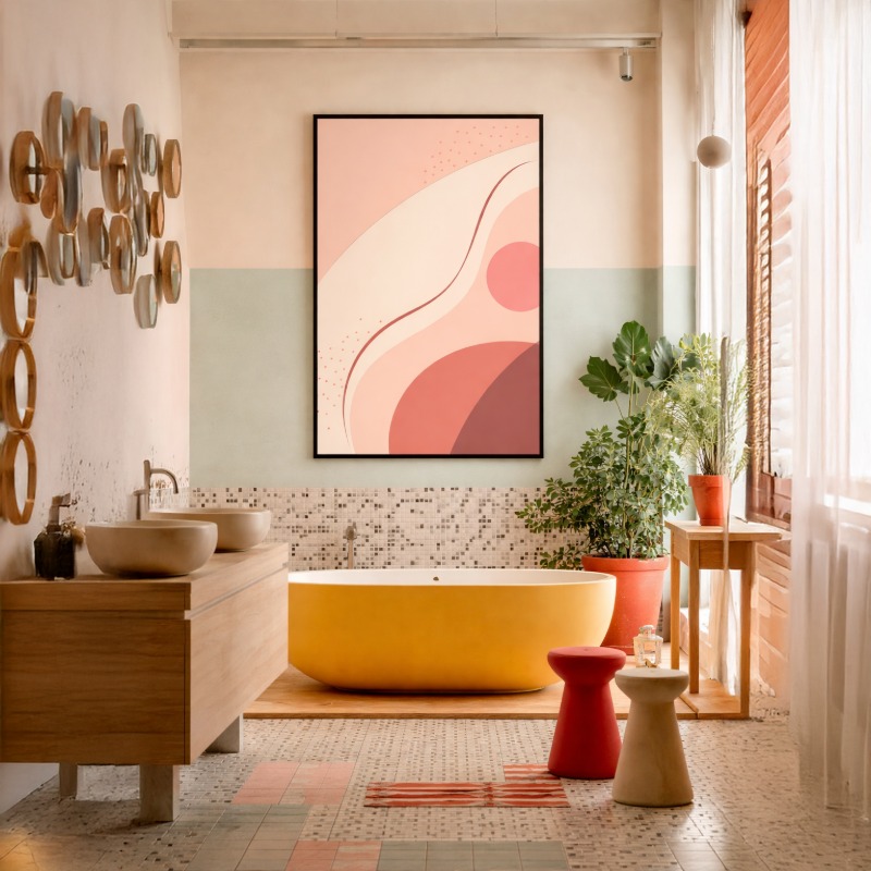 Quadro Canvas Rosa Minimalista