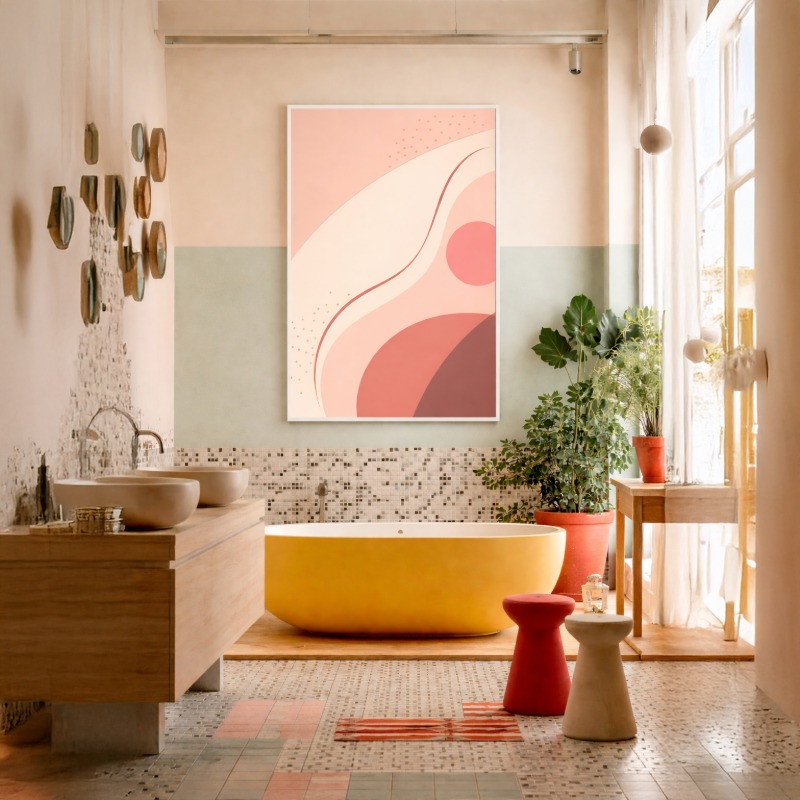 Quadro Canvas Rosa Minimalista
