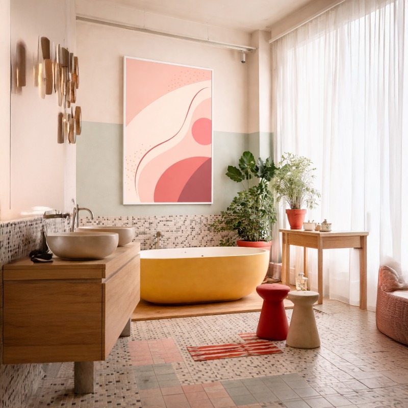Quadro Canvas Rosa Minimalista