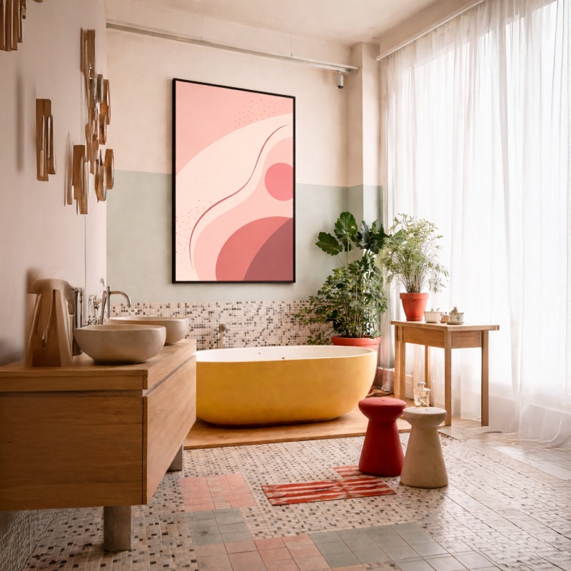 Quadro Canvas Rosa Minimalista