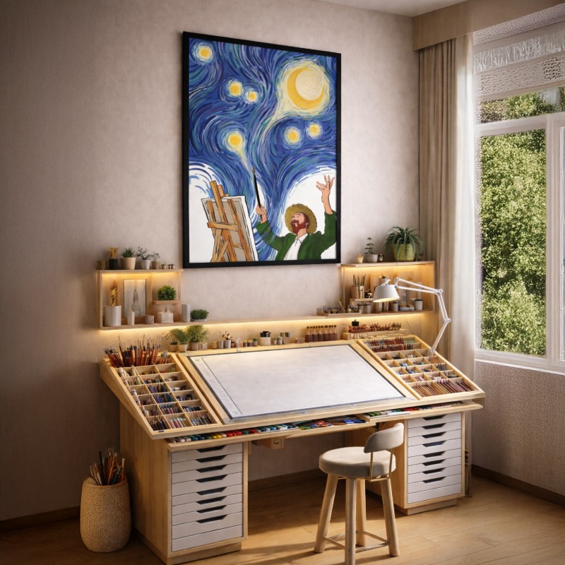 Quadro Canvas Vincent Van Gogh Pintura A Noite Estrelada