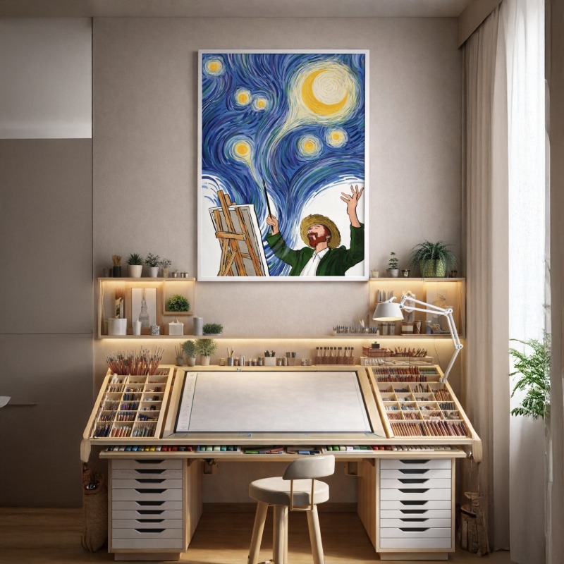 Quadro Canvas Vincent Van Gogh Pintura A Noite Estrelada