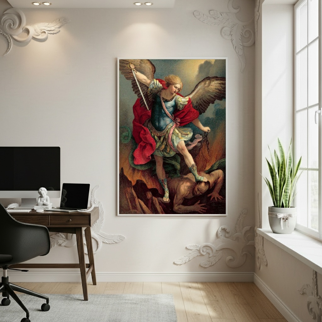Quadro Decorativo Anjo São Miguel - 70x50cm