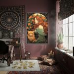 Quadro Decorativo Cigana Com Gato - 70x50cm
