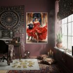 Quadro Decorativo Cigana Com Touro - 70x50cm