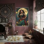 Quadro Decorativo Cigana Da Noite Verde - 70x50cm