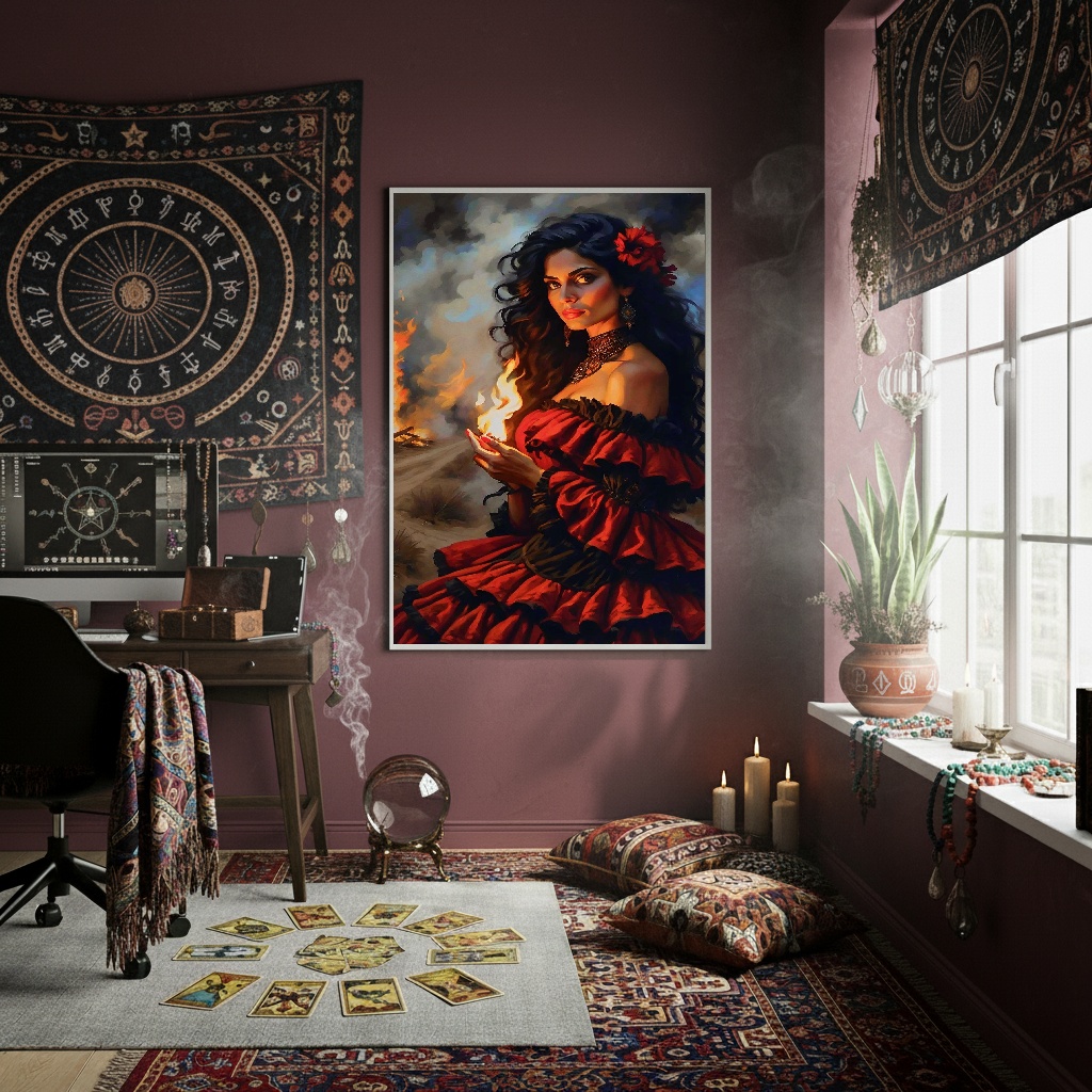 Quadro Decorativo Cigana Do Fogo - 70x50cm