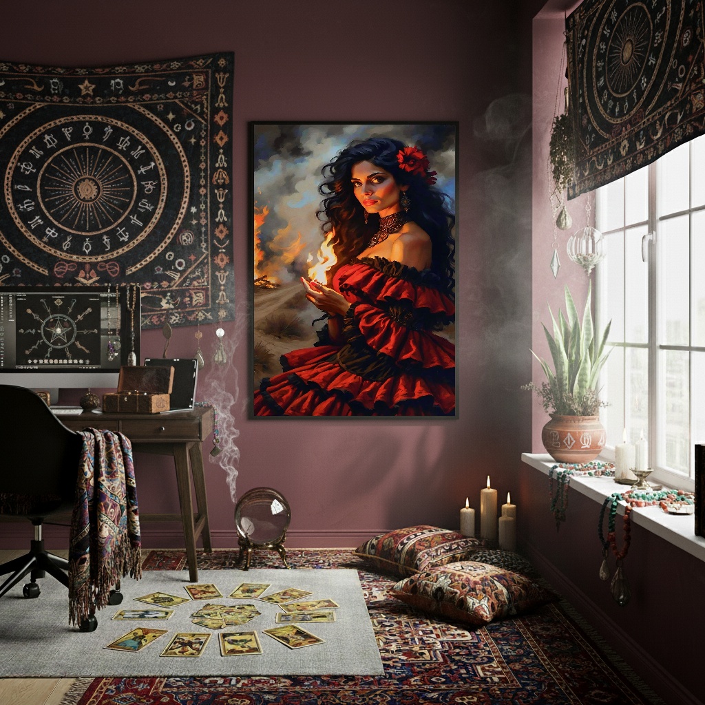 Quadro Decorativo Cigana Do Fogo - 70x50cm