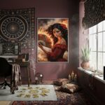 Quadro Decorativo Cigana Em Chamas - 70x50cm