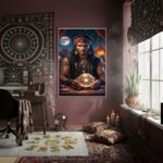 Quadro Decorativo Cigano Com Bola De Cristal -70x50cm