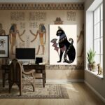 Quadro Decorativo Deusa Egípcia Bastet - 70x50cm