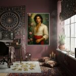 Quadro Decorativo Homem Cigano Com Rosas - 70x50 cm