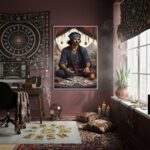 Quadro Decorativo Homem Cigano Com Tarot - 70x50 cm