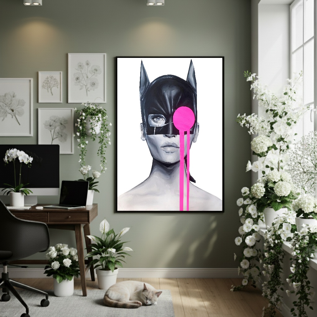 Quadro Decorativo Lágrima Neon Rosa - 70x50cm