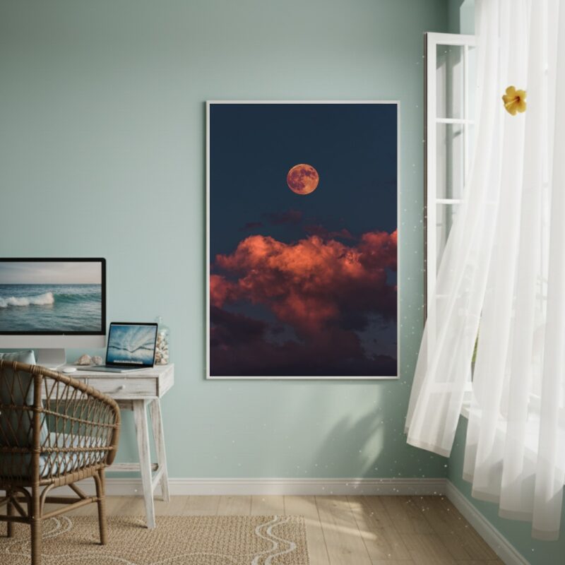 Quadro Decorativo Noite De Lua Cheia - 70x50cm