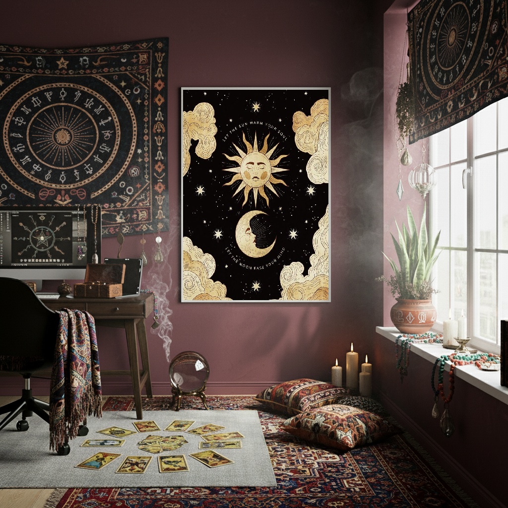 Quadro Decorativo Permita Sol E Lua - 70x50cm