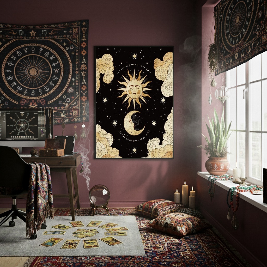 Quadro Decorativo Permita Sol E Lua - 70x50cm