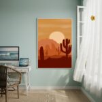 Quadro Decorativo Pôr Do Sol No Deserto - 70x50cm