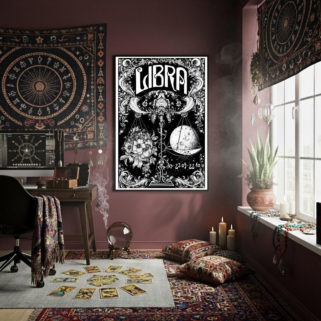 Quadro Decorativo Tarot Libra - 70x50cm