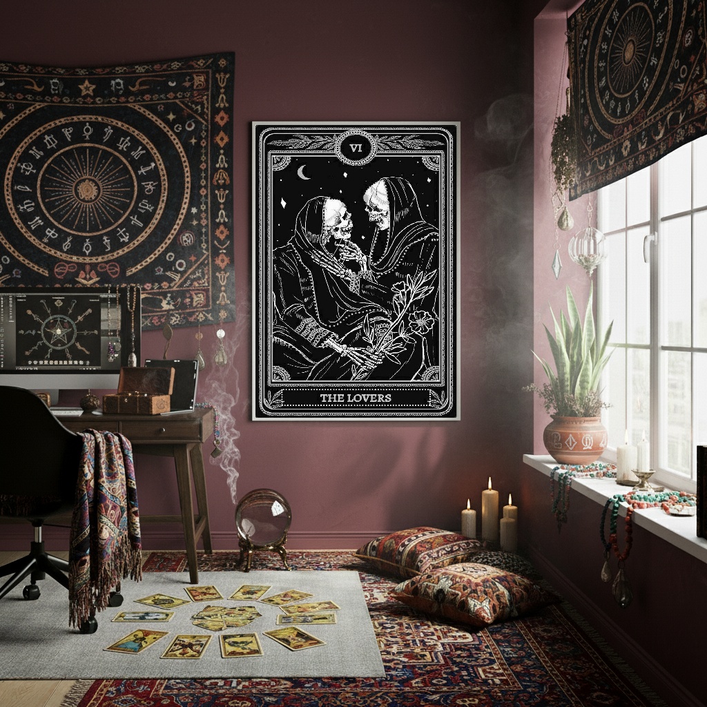 Quadro Decorativo Tarot Os Amantes - 70x50cm