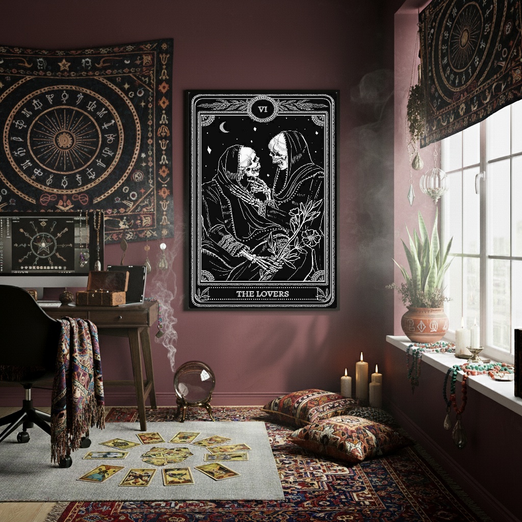 Quadro Decorativo Tarot Os Amantes - 70x50cm